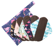 Load image into Gallery viewer, DropShipping Reusable Bamboo Charcoal Hygiene Menstrual Pads 5PCS with  Waterproof Bag Washable Women Sanitary Pads for Women
