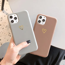 Load image into Gallery viewer, Lovebay Gold Love Heart Case For iPhone 11 Pro 6 6S 7 8 Plus X XR XS Max Simple Solid Color Phone Cases Soft TPU Back Cover Capa
