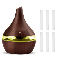 Load image into Gallery viewer, 300ML USB Electric Humidifier Essential Aroma Oil Diffuser Ultrasonic Wood Grain Air Humidifier USB Mini Mist Maker LED Light
