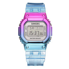 Load image into Gallery viewer, Rose Gold Women Digital Watch Multifunction Waterproof Women Watches Gradient Unisex Male Watch Rectangle Children Sport Watches
