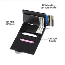 Load image into Gallery viewer, BISI GORO Single Box Card Holder PU Leather Card Wallet New Men RFID Blocking Aluminum Smart Multifunction Slim Wallet Card Case
