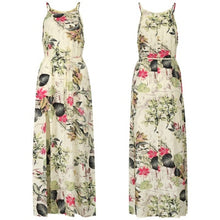Load image into Gallery viewer, NEDEINS Women V Neck Split Dress Floral Print Long  Summer Spaghetti Strap Party Pink Chiffon Elegant Casual Maxi Dresses Beach
