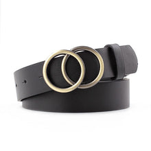 Load image into Gallery viewer, Fashion Leather Waist Belt For Jeans Double Ring Pearl Buckle Ladies Belt For Dresses Black White Women Belt Wild Waistband
