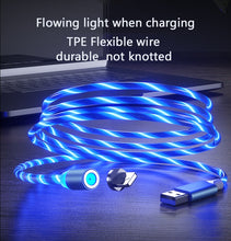 Load image into Gallery viewer, 1m Magnetic charging Mobile Phone Cable USB Type C Flow Luminous Lighting Data Wire for Samsung Huawei LED Micro Kable
