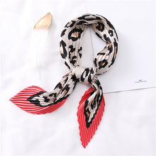 Load image into Gallery viewer, 2020 Designer Women Crinkle Scarf Square Silk Neck Scarves Female Leopard Print Hair Band Lady Pleated Scarfs
