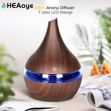 Load image into Gallery viewer, 300ml USB Air Humidifier Electric Aroma Air Diffuser Essential Oil Wood Ultrasonic Aromatherapy Cool Mist Maker for Home Car
