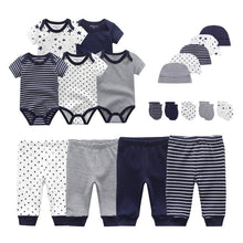 Load image into Gallery viewer, 2021 Unisex Clothing Sets Newborn Baby Boy Clothes Solid Bodysuits+Pants+Hats+Gloves Cotton Baby Girl Clothes Roupa de bebe
