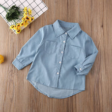 Load image into Gallery viewer, 2-7Y Autumn Toddler Kids Baby Girl Shirts Tops Clothes Denim Letter Print Long Sleeve Tops Shirt Warm Coat Shirt
