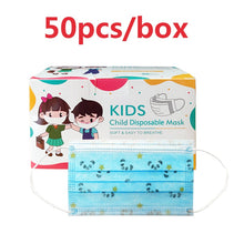 Load image into Gallery viewer, 50-100pcs Children Face Mask Cartoon Printed soft skin-friendly Disposable Mouth Cover Mask boy girl Personal Thicken mouth mask
