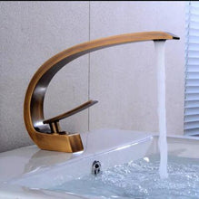Load image into Gallery viewer, Tuqiu Basin Faucet Modern Bathroom Mixer Tap Black/Gold Wash basin Faucet Single Handle Hot and Cold Waterfall Faucet
