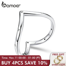 Load image into Gallery viewer, bamoer Authentic 925 Sterling Silver Heart Finger Rings for Women Minimalist Simple Ring for Wedding Engagement Jewelry SCR622
