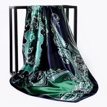 Load image into Gallery viewer, Silk Scarf Women Print hair neck Square Scarves Office Ladies Shawl Bandanna 90*90cm Muslim Hijab Handkerchief muffler foulard
