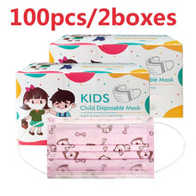 Load image into Gallery viewer, 50-100pcs Children Face Mask Cartoon Printed soft skin-friendly Disposable Mouth Cover Mask boy girl Personal Thicken mouth mask
