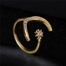 Load image into Gallery viewer, Fashion Ring Moon Star Open Finger Adjustable Rings Women Girls Rhinestone Crystal Bride Jewelry Ring Wedding Engagement Jewelry
