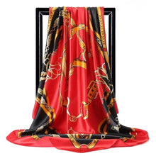 Load image into Gallery viewer, Silk Scarf Women Print hair neck Square Scarves Office Ladies Shawl Bandanna 90*90cm Muslim Hijab Handkerchief muffler foulard
