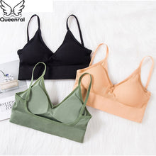 Load image into Gallery viewer, Queenral Underwear Women Bra Seamless Bra Tank Crop Top Bras For Women Back Hollow Wire Free Intimates With Removable Padded
