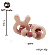 Load image into Gallery viewer, Let's Make Wooden Rattle Teether Baby Toys Engraved Wood Beads Hexagon Teether Silicone Beads 12Mm Tiny Rod Baby Crib Rattle

