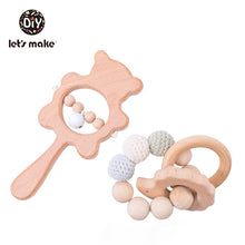 Load image into Gallery viewer, Let's Make Baby Toys Teether Wooden Rattles Bracelet Pacifier Chain Rodent Beading Beech Musical Newborn Bear 2pcs/set Bed Bell
