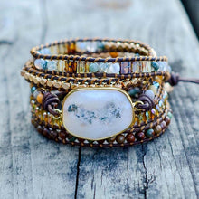 Load image into Gallery viewer, Boho Handmade Bracelet Natural Stone Bracelet Vintage Leather Bracelet 5 Wrap Bracelet For Women and Gifts
