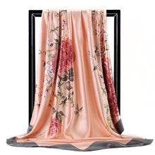 Load image into Gallery viewer, Silk Scarf Women Print hair neck Square Scarves Office Ladies Shawl Bandanna 90*90cm Muslim Hijab Handkerchief muffler foulard
