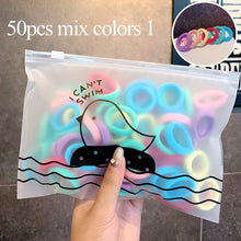 Load image into Gallery viewer, 50/100pcs/Set Girls Colorful Nylon Small Elastic Hair Bands Children Ponytail Holder Scrunchie Headband Kids Hair Accessories

