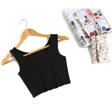 Load image into Gallery viewer, 2019 Summer Slim Render Short Top Sexy Women Sleeveless U Croptops Tank Tops Solid Black/White Crop Tops Vest Tube Top
