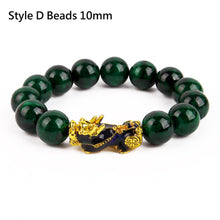 Load image into Gallery viewer, Feng Shui Black Beads Alloy Wealth Bracelet Unisex Wristband Gold Black Pixiu Wealth and Good Luck Women Men Bracelet
