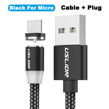 Load image into Gallery viewer, USLION 2M Fast Charging Magnetic Cable Micro USB Type C Charger For iPhone XS X 8 7 Samsung S10 9 Magnet Android Phone Cable 3M
