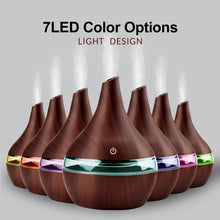 Load image into Gallery viewer, 300ML USB Electric Humidifier Essential Aroma Oil Diffuser Ultrasonic Wood Grain Air Humidifier USB Mini Mist Maker LED Light
