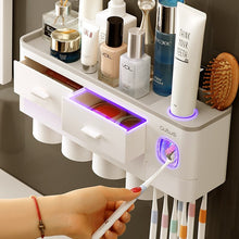 Load image into Gallery viewer, Bathroom Accessories organizer Set Toothbrush Holder Automatic Toothpaste Dispenser Holder Toothbrush Wall Mount Rack Tools Set
