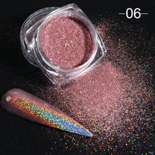 Load image into Gallery viewer, Holographic Powder on Nails Laser Silver Glitter Chrome Nail Powder DIP Shimmer Gel Polish Flakes for Manicure Pigment CH1028-4
