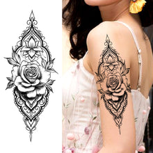 Load image into Gallery viewer, Purple Rose Jewelry Water Transfer Tattoo Stickers Women Body Chest Art Temporary Tattoo Girl Waist Bracelet Flash Tatoos Flower

