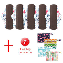 Load image into Gallery viewer, DropShipping Reusable Bamboo Charcoal Hygiene Menstrual Pads 5PCS with  Waterproof Bag Washable Women Sanitary Pads for Women
