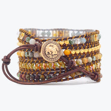 Load image into Gallery viewer, Boho Handmade Bracelet Natural Stone Bracelet Vintage Leather Bracelet 5 Wrap Bracelet For Women and Gifts
