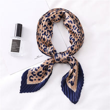 Load image into Gallery viewer, 2020 Designer Women Crinkle Scarf Square Silk Neck Scarves Female Leopard Print Hair Band Lady Pleated Scarfs
