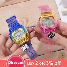 Load image into Gallery viewer, Rose Gold Women Digital Watch Multifunction Waterproof Women Watches Gradient Unisex Male Watch Rectangle Children Sport Watches
