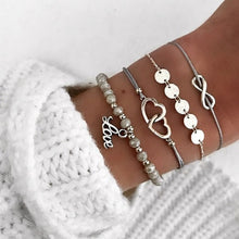 Load image into Gallery viewer, DIEZI Bohemian Handmade Weave Heart Long Tassel Bracelet Sets Women 2018 New Grey Rope Chain Bracelets Jewelry Christmas Gift
