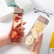 Load image into Gallery viewer, 450ml Fruit Juice Infuser Water Bottle BPA Free Plastic Square Transparent Heat Resistant Sport Travel Camping Drink Bottle
