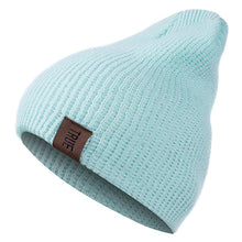Load image into Gallery viewer, 1 Pcs Hat PU Letter True Casual Beanies for Men Women Warm Knitted Winter Hat Fashion Solid Hip-hop Beanie Hat Unisex Cap
