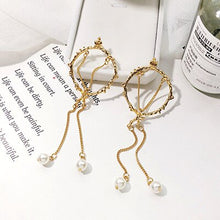 Load image into Gallery viewer, Abdoabdo Pearl Long Tassel Earrings For Women Ear Wire Drop Earrings Jewelry Earrings Gold Earrings Pendientes Mujer Moda 2019
