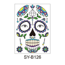 Load image into Gallery viewer, Facial makeup Sticker Special Waterproof Face tattoo Day of The Dead Skull Face dress up Halloween Temporary Tattoo Stickers
