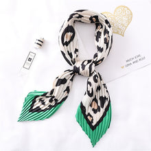 Load image into Gallery viewer, 2020 Designer Women Crinkle Scarf Square Silk Neck Scarves Female Leopard Print Hair Band Lady Pleated Scarfs
