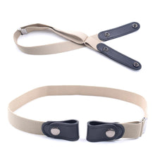 Load image into Gallery viewer, Women's Buckle-Free Elastic Belts Invisible Belt for Jeans No Bulge Hassle Band Fashion Casual Adjustable Button Canvas Belt
