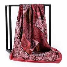 Load image into Gallery viewer, Silk Scarf Women Print hair neck Square Scarves Office Ladies Shawl Bandanna 90*90cm Muslim Hijab Handkerchief muffler foulard
