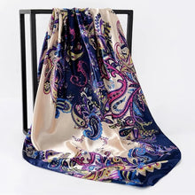Load image into Gallery viewer, Silk Scarf Women Print hair neck Square Scarves Office Ladies Shawl Bandanna 90*90cm Muslim Hijab Handkerchief muffler foulard
