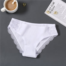 Load image into Gallery viewer, FINETOO Cotton Women's Panties Sexy Lace Underwear Solid Color Briefs For Women M-XL Sexy Underpants Comfortable Female Lingerie
