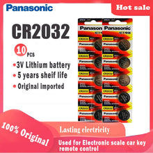 Load image into Gallery viewer, 10pcs Original Panasonic cr2032 cr 2032 3V Lithium Battery For Watch computer Remote Control Calculator button cell coin battery
