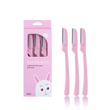Load image into Gallery viewer, 3Pcs/Set Pink Facial Eyebrow Trimmer Armpit Hair Razor Beauty Face Eye brow Shaper Shaver Stainless Steel Blades Makeup Tools
