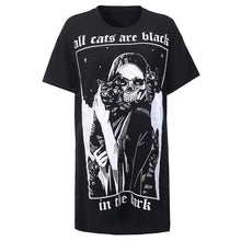 Load image into Gallery viewer, InsGoth Women Loose Black T-shirts Gothic Grunge Punk Harajuku Skull Peinted T-shirts Halloween Party Long Tops Female T-shirt
