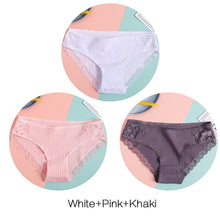 Load image into Gallery viewer, FINETOO Women's Panties 3Pcs/set Soft Cotton Underwear M-XL Sexy Lace Panty Women Underpants Girl Briefs Fashion Female Lingerie
